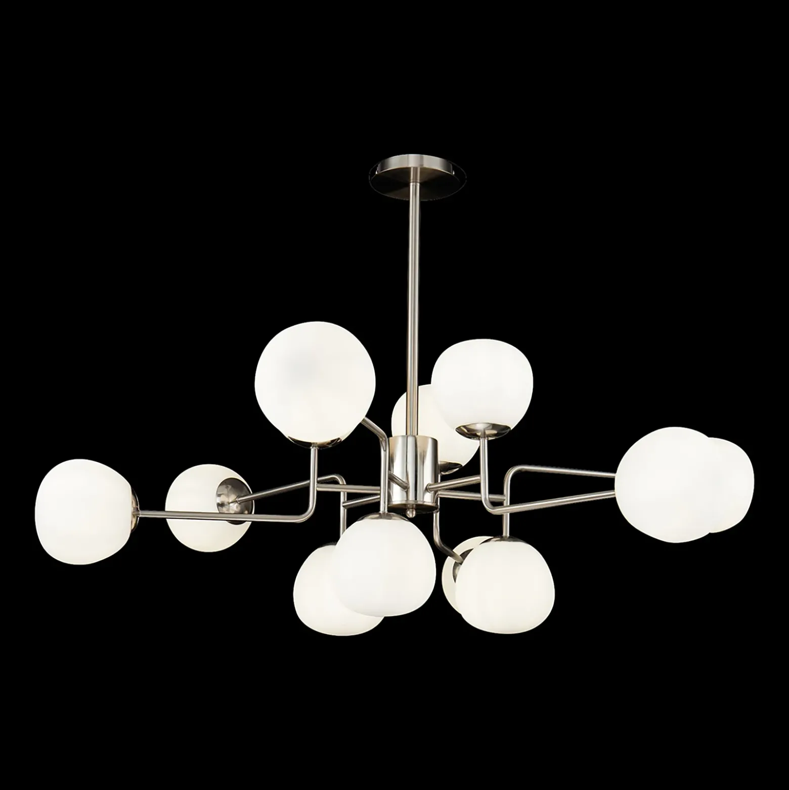 Lámpara de araña Erich de Maytoni, vidrio/metal color níquel, 12 luces
