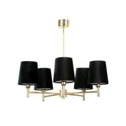 Lámpara de araña Euluna Nita, negro/dorado, 5 luces