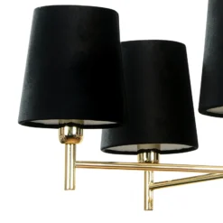 Lámpara de araña Euluna Nita, negro/dorado, 5 luces