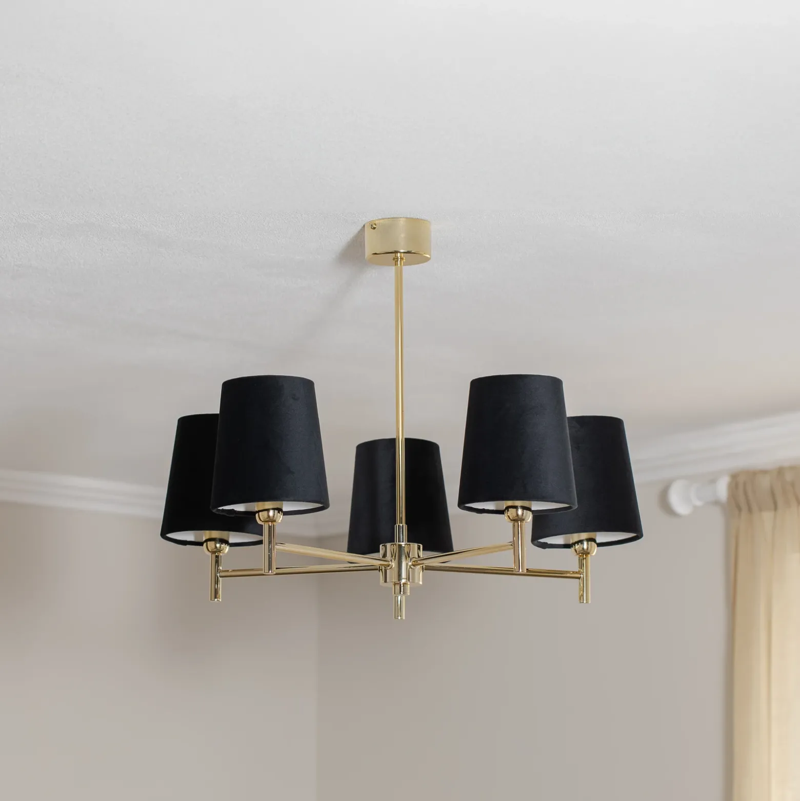 Lámpara de araña Euluna Nita, negro/dorado, 5 luces