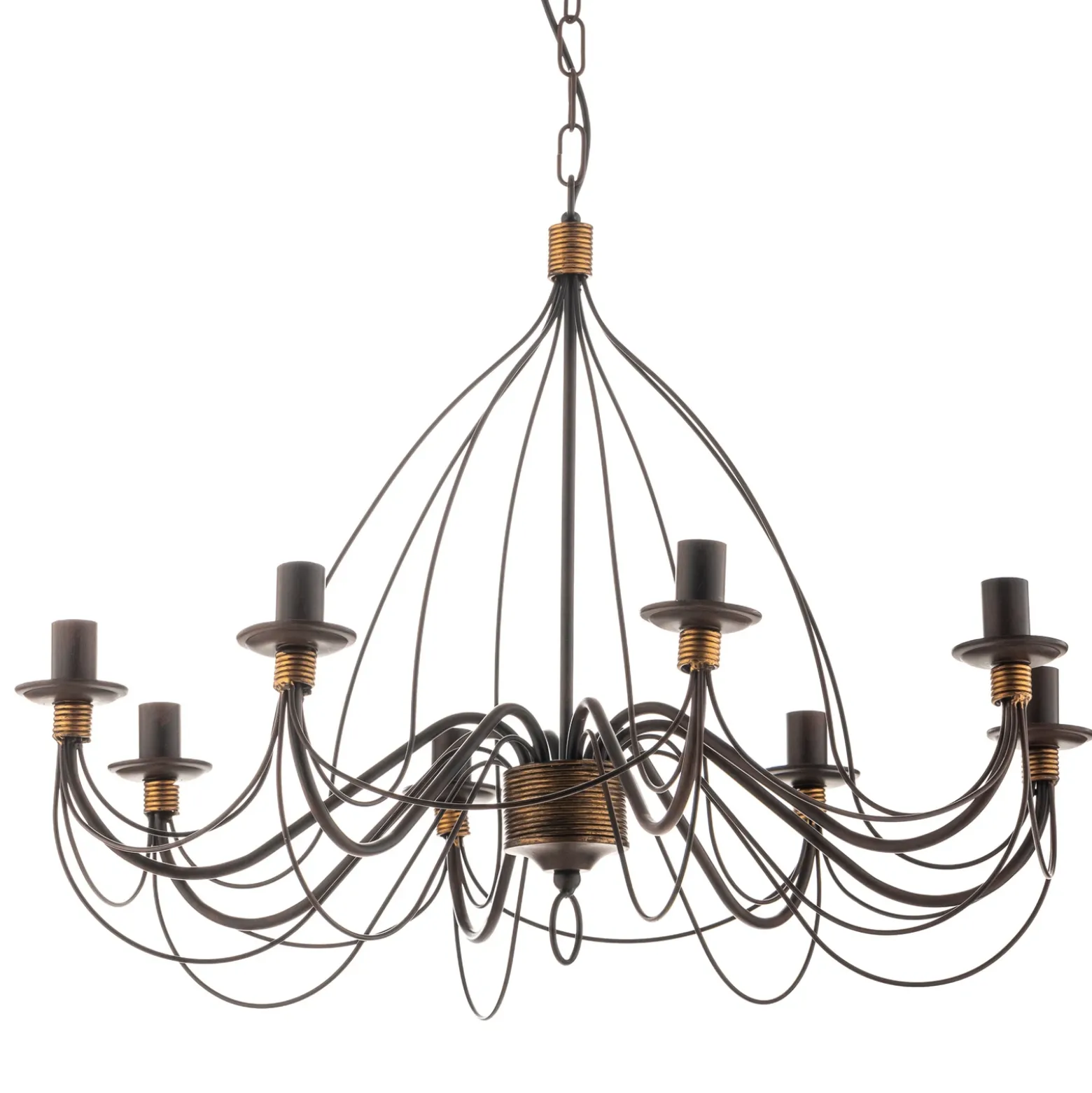 Lámpara de araña Fiamma Marrone 8 luces sin pantallas