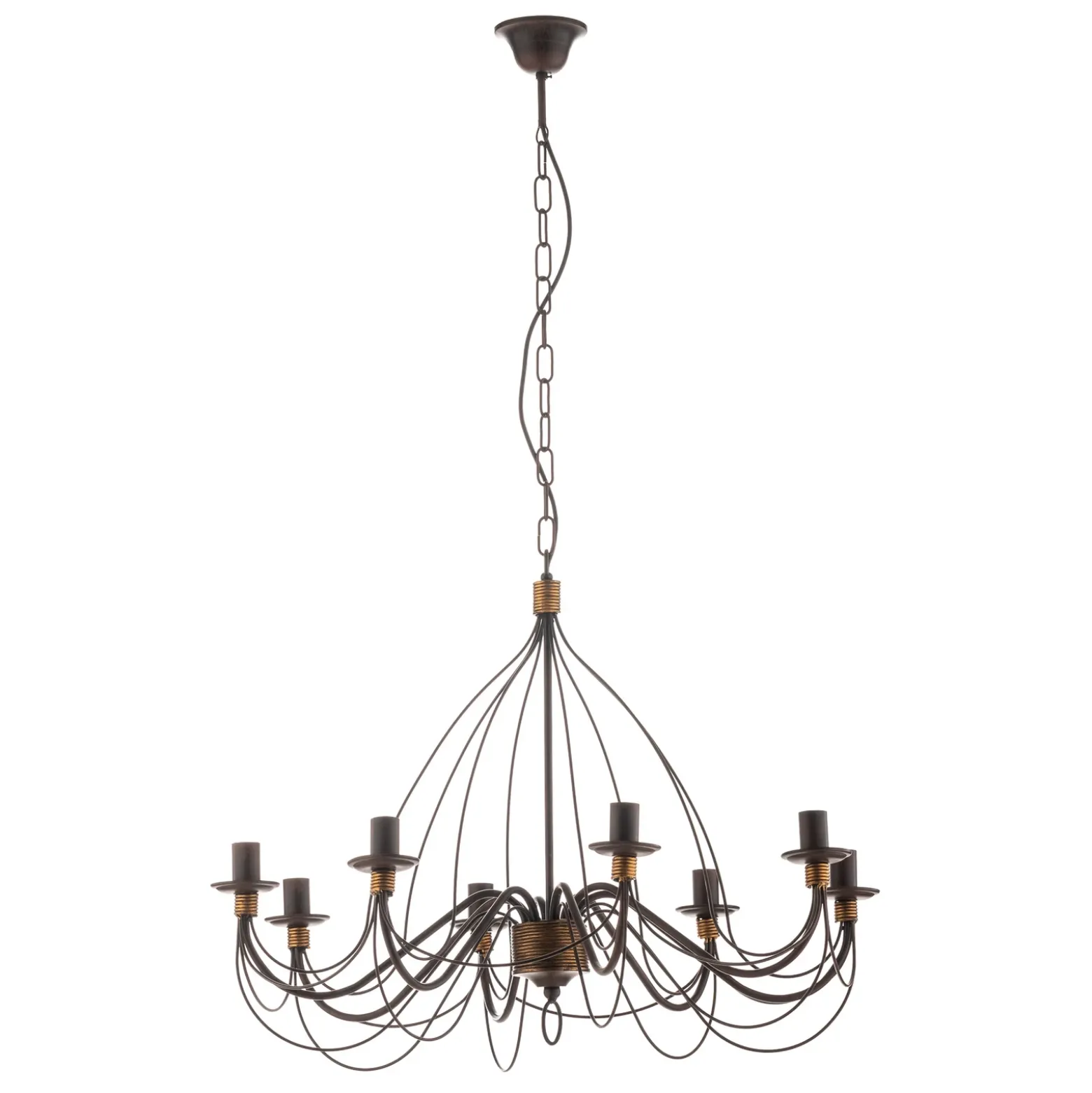 Lámpara de araña Fiamma Marrone 8 luces sin pantallas