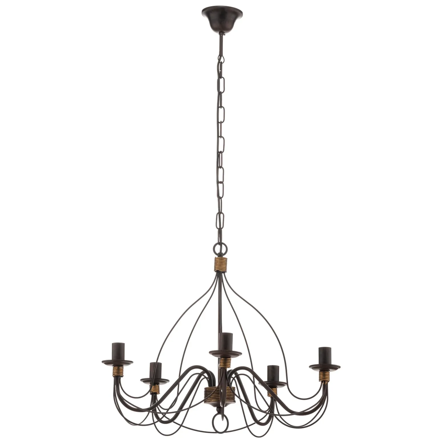 Lámpara de araña Fiamma Marrone 5 luces sin pantallas