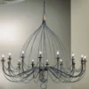 Lámpara de araña Filo, 16 luces, azul negro, metal, Ø 140 cm