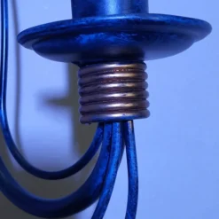 Lámpara de araña Filo, 8 luces, azul negro, metal, Ø 78 cm