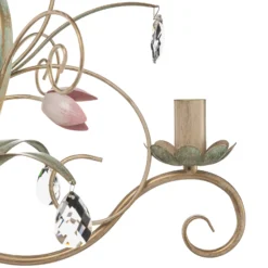 Lámpara de araña Florina con decoración floral, 3 luces