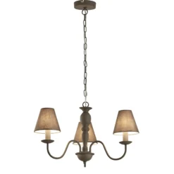 Lámpara de araña Fátima, gris, 3 luces