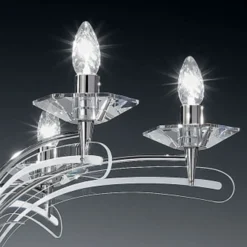 Lámpara de araña ICARO con cristal 8 luces, oro