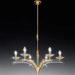 Lámpara de araña ICARO 6 luces con cristal, oro