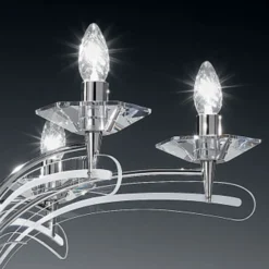 Lámpara de araña ICARO 6 luces con cristal, cromo