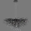 Lámpara de araña Icicle, negra, colgantes de cristal, longitud 100 cm