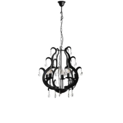 Lámpara de araña Jane metal negro 5 luces cristal