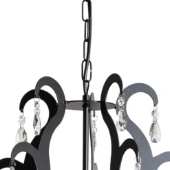 Lámpara de araña Jane metal negro 5 luces cristal