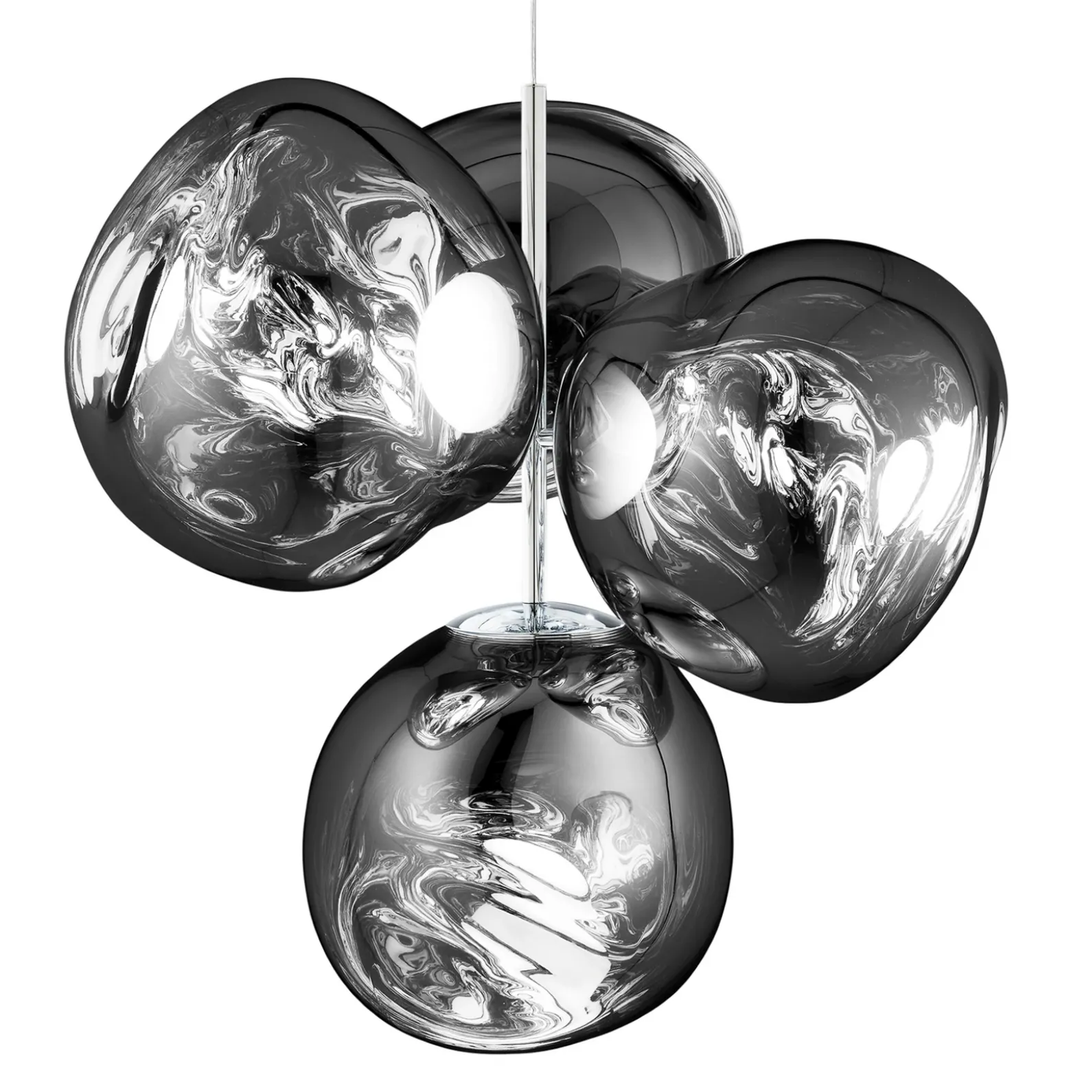 Lámpara de araña LED Melt Chandelier de Tom Dixon, color cromo