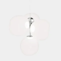 Lámpara de araña LED Melt Chandelier de Tom Dixon, color ópalo/cromo