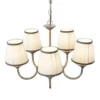 Lámpara de araña Lindby Lumiel, 5 luces, crema/latón, textil