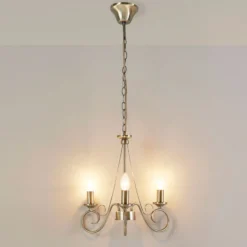 Lámpara de araña Lindby Marnia, 3 luces, Ø 40 cm, latón envejecido, E14
