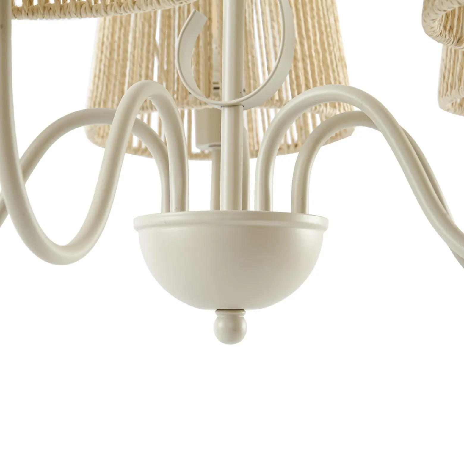 Lámpara de araña Lucande Eugenia, 5 luces, cable, Ø 65 cm, beige