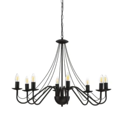 Lámpara de araña Malbo, negra, metal, 8 luces, E14