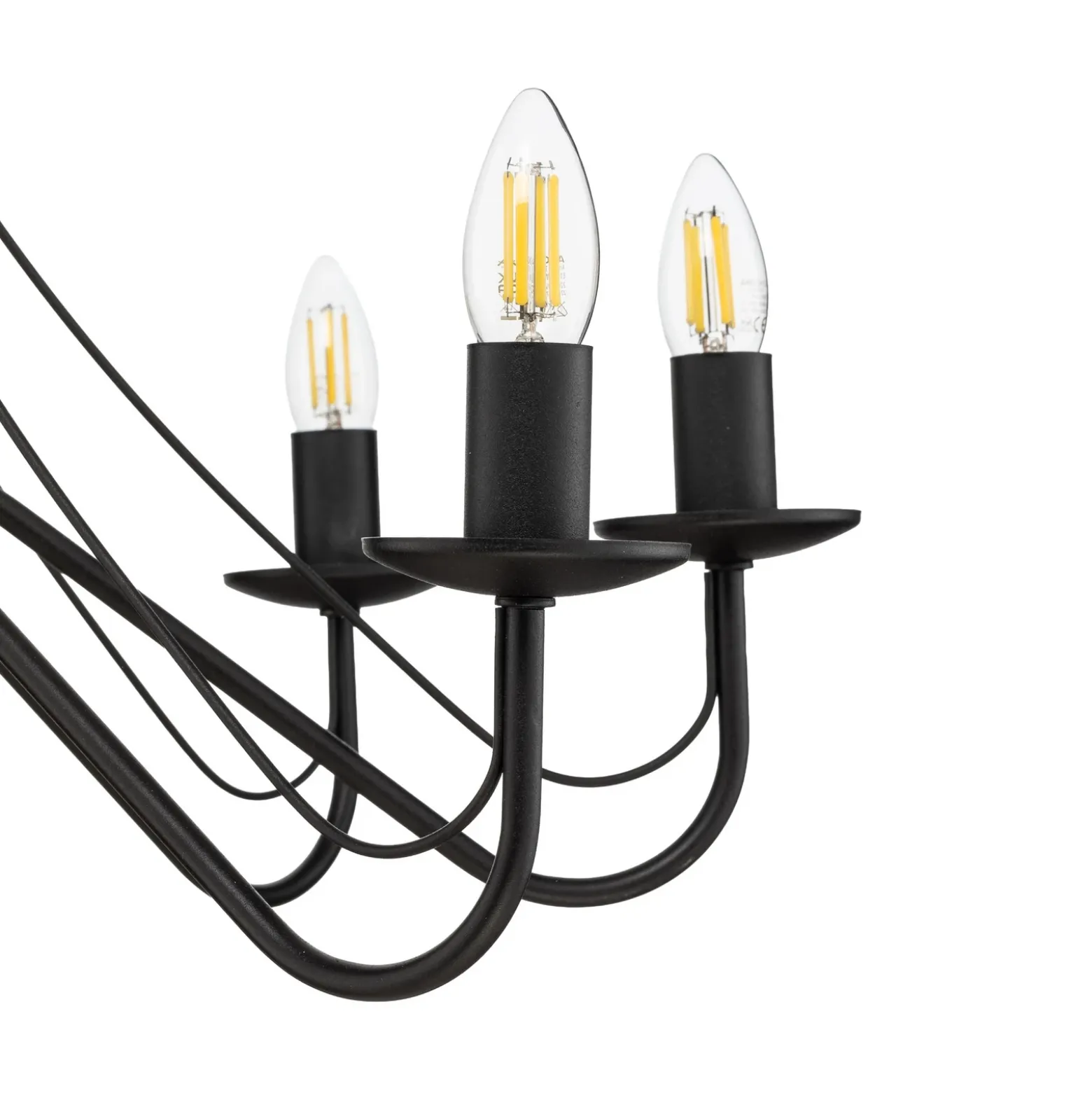 Lámpara de araña Malbo, negra, metal, 8 luces, E14
