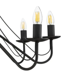 Lámpara de araña Malbo, negra, metal, 8 luces, E14
