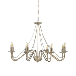 Lámpara de araña Malbo, oro blanco, metal, 8 luces, E14