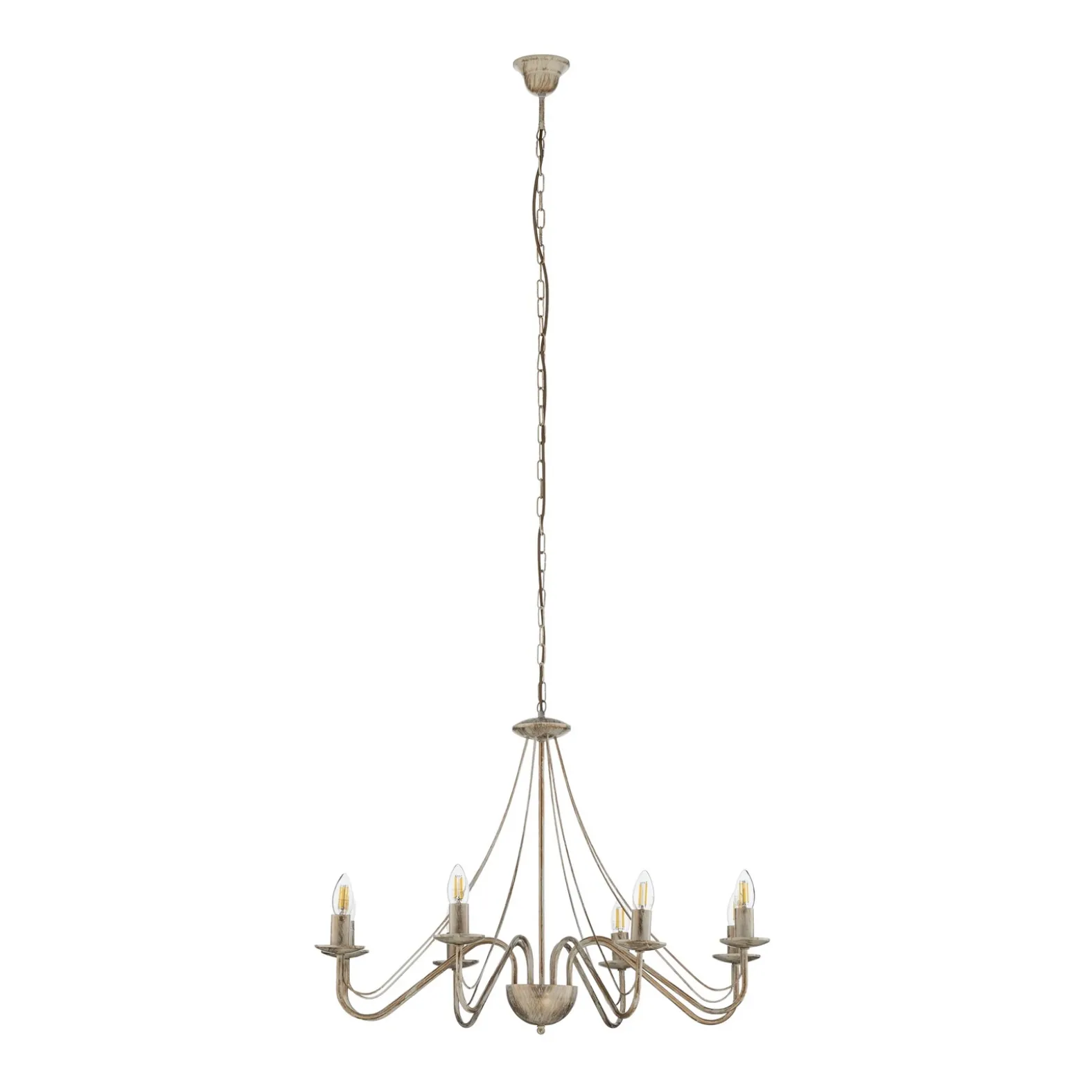 Lámpara de araña Malbo, oro blanco, metal, 8 luces, E14