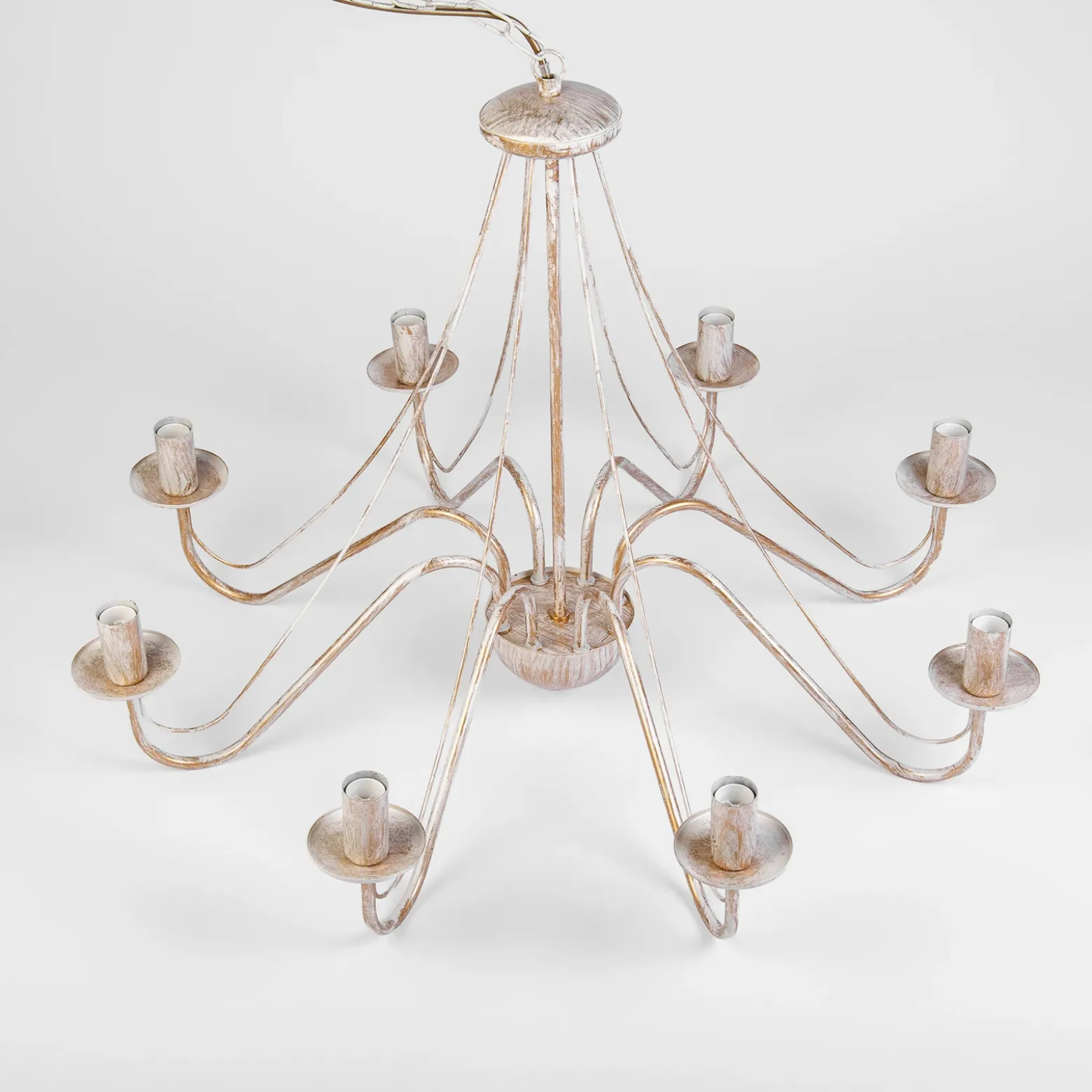 Lámpara de araña Malbo, oro blanco, metal, 8 luces, E14