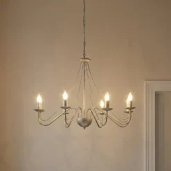 Lámpara de araña Malbo, oro blanco, metal, 8 luces, E14