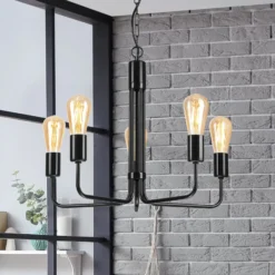 Lámpara de araña Malou, 5 luces, negro