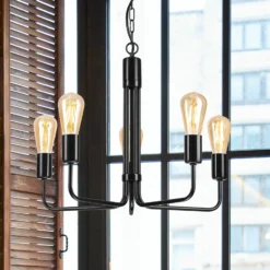 Lámpara de araña Malou, 5 luces, negro