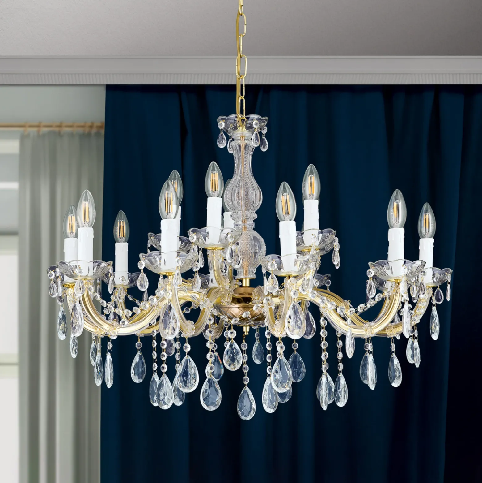 Lámpara de araña Marie Claire de cristal con 15 luces