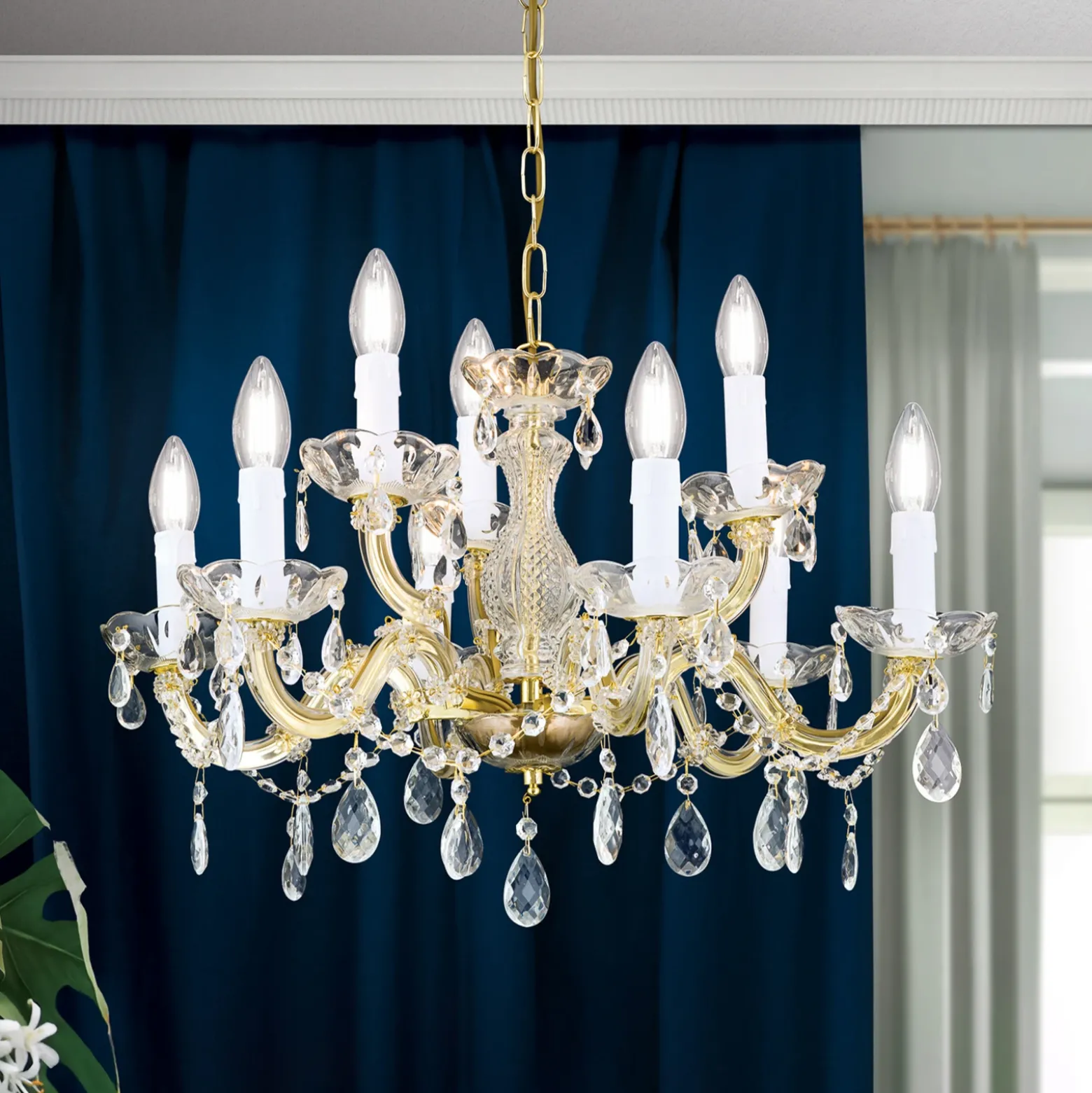 Lámpara de araña Marie Claire de cristal con 9 luces