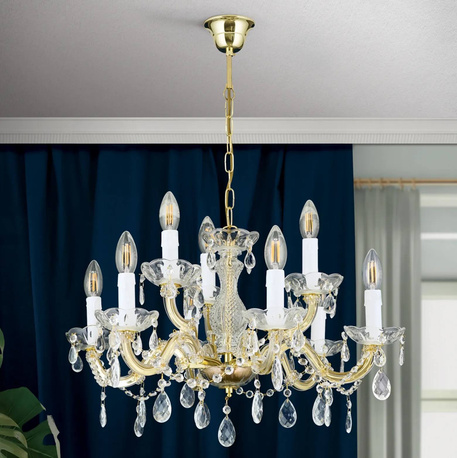 Lámpara de araña Marie Claire de cristal con 9 luces