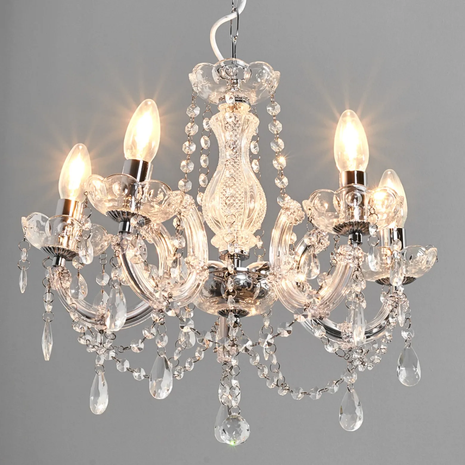 Lámpara de araña Marie Therese, cromo, 5 luces