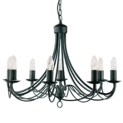 Lámpara de araña Maypole mate-negro, 8 luces