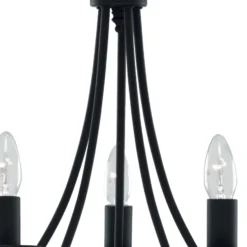 Lámpara de araña Maypole mate-negro, 5 luces