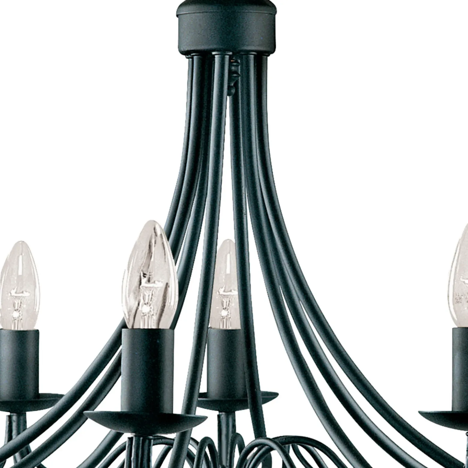 Lámpara de araña Maypole mate-negro, 8 luces