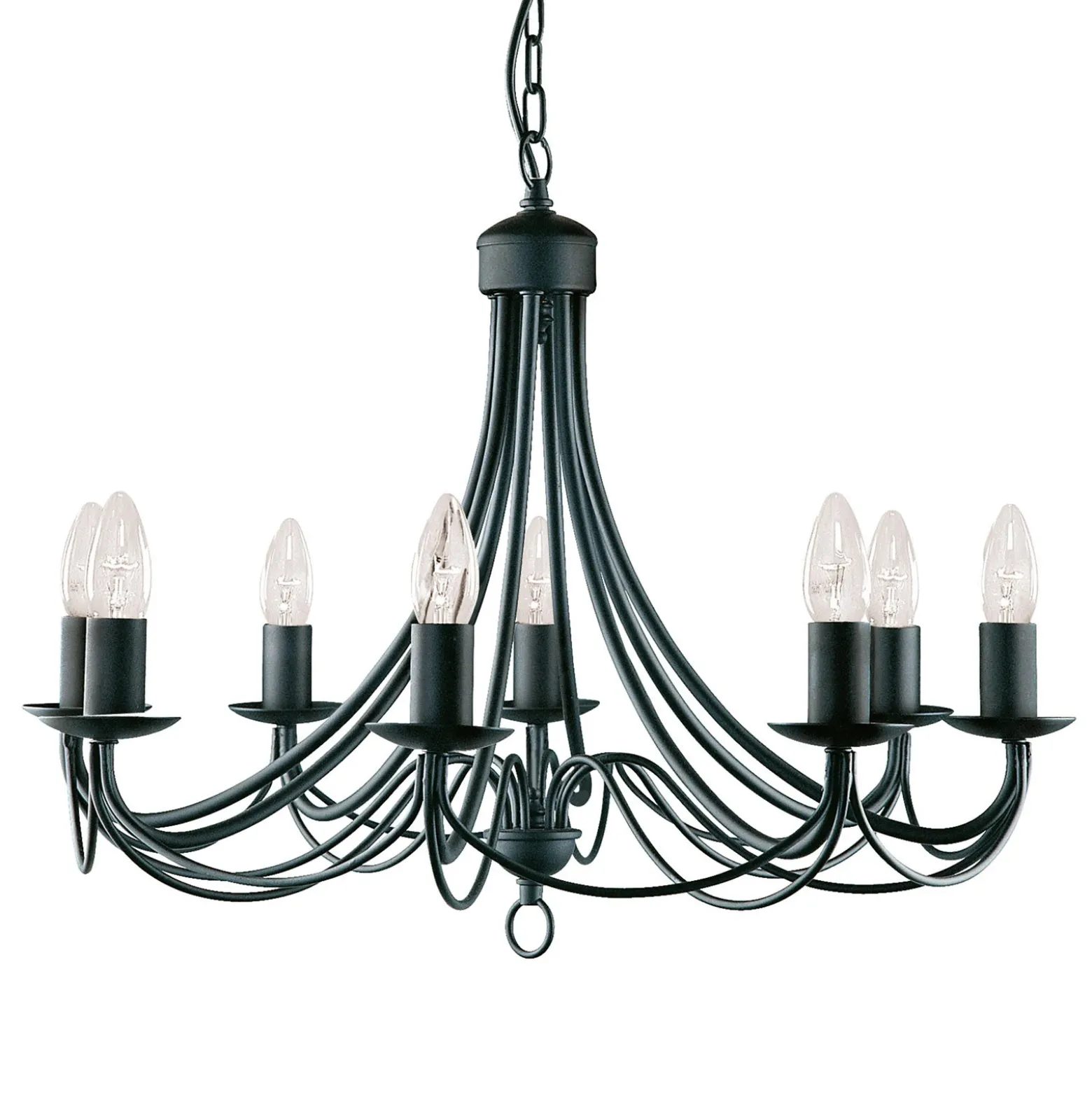 Lámpara de araña Maypole mate-negro, 8 luces