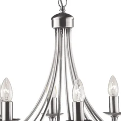 Lámpara de araña Maypole satén plata, 8 luces