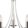 Lámpara de araña Maypole satén plata, 5 luces