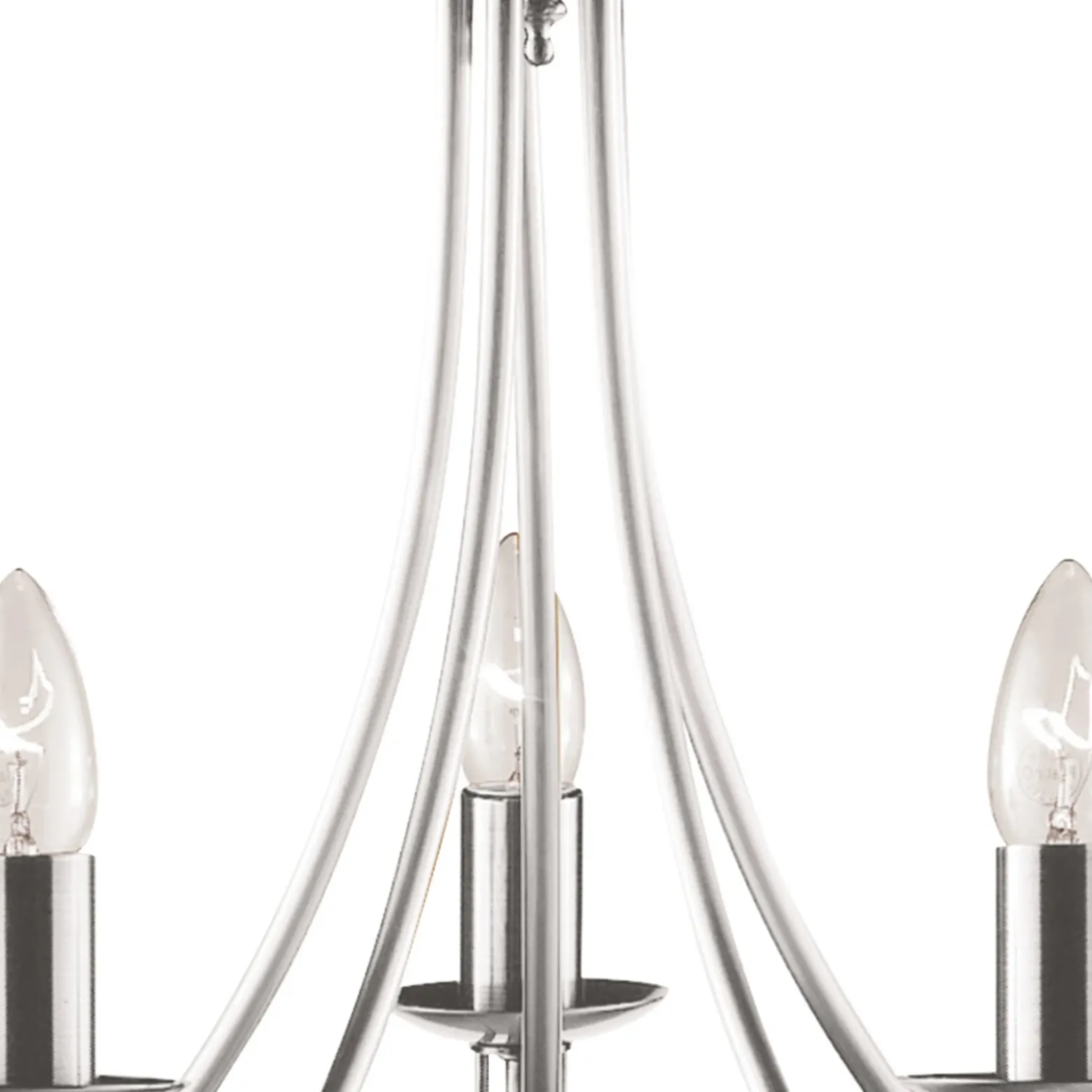 Lámpara de araña Maypole satén plata, 5 luces