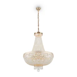 Lámpara de araña Maytoni Bella, dorada, cristal, Ø 50 cm