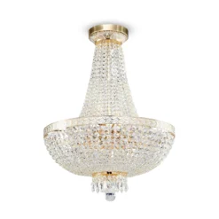 Lámpara de araña Maytoni Bella, dorada, cristal, Ø 50 cm