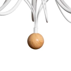 Lámpara de araña Milvia, 5 luces, blanco/color madera, metal