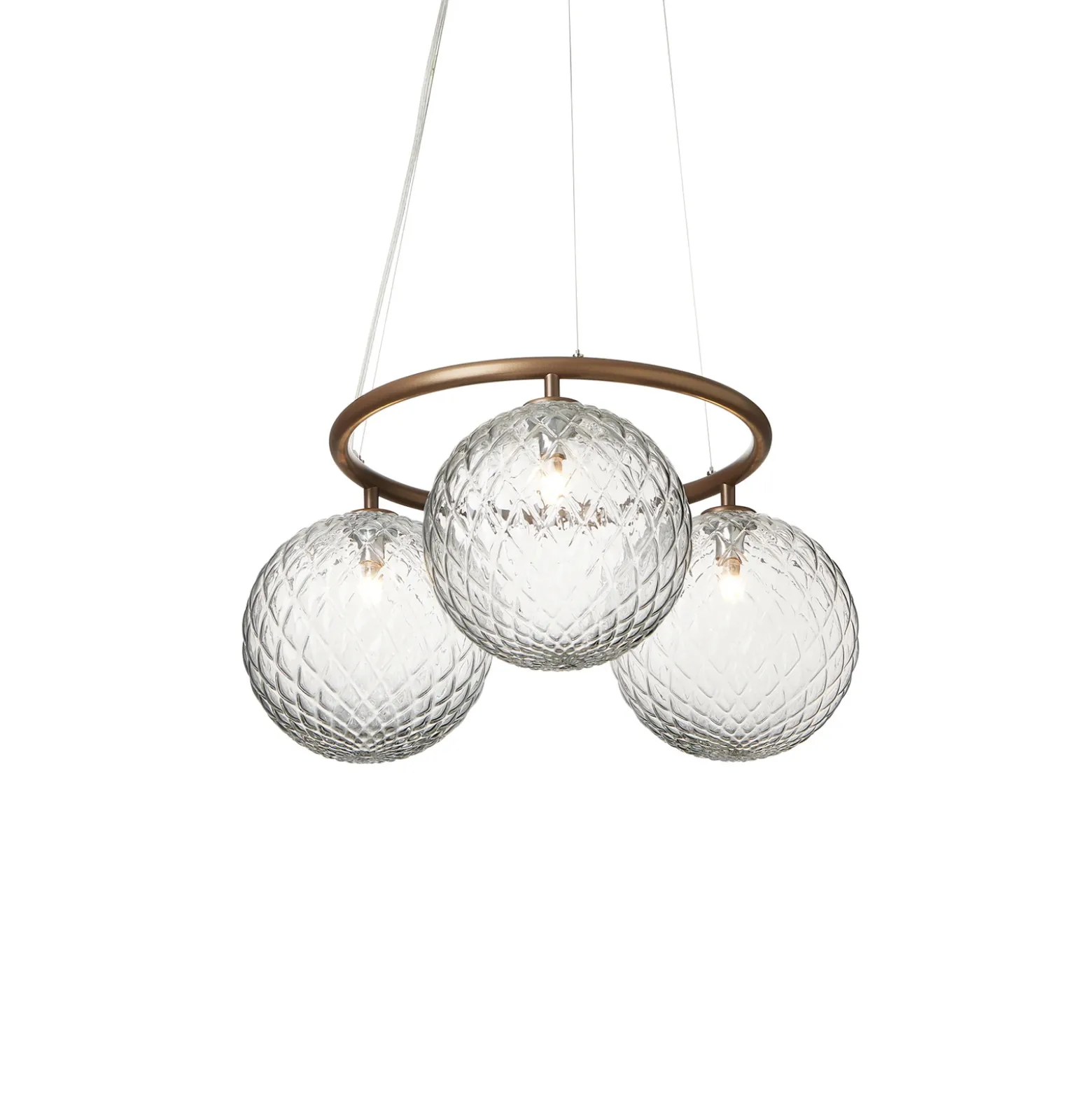 Lámpara de araña Nuura Miira 3 Circular, Ø 54 cm, bronce/transparente
