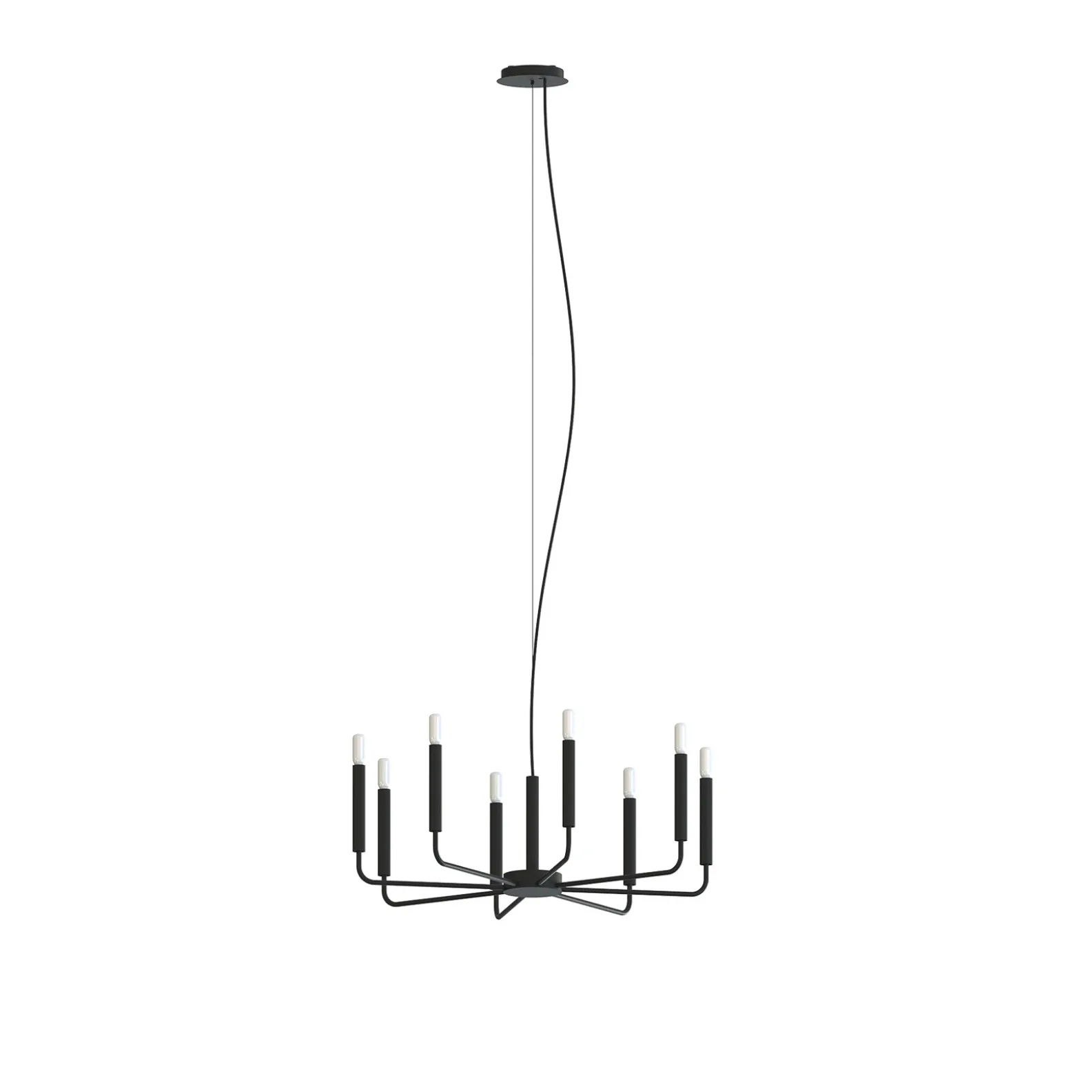 Lámpara de araña ORTO, negro, metal, Ø 73 cm, 8 luces