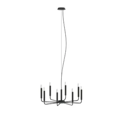 Lámpara de araña ORTO, negro, metal, Ø 73 cm, 8 luces