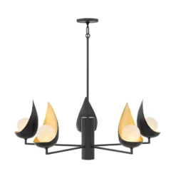 Lámpara de araña Ren, 6 luces, negro/oro