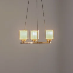 Lámpara de araña Ressa, Ø 44 cm, latón antiguo, 3 luces.